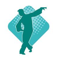 silhouette de une svelte homme dansant pose. silhouette de une Masculin Danseur dans action pose. vecteur