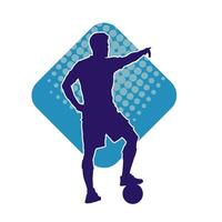 silhouette de une Masculin football joueur dans stable pose. silhouette de une Football joueur dans action pose. vecteur