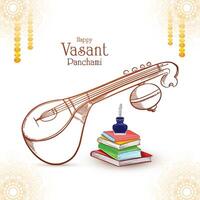 content Vasant panchami Indien culturel Festival sakétch carte conception vecteur