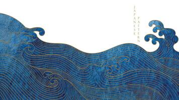 abstrait paysage avec Japonais vague modèle vecteur. la nature art Contexte avec chinois vague et nuage modèle dans Oriental style vecteur
