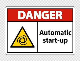 signe de démarrage automatique de danger sur fond transparent vecteur
