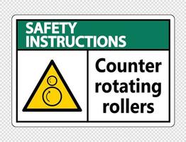 consignes de sécurité contre les rouleaux rotatifs signent sur fond transparent vecteur