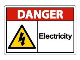 Signe de symbole de danger électricité sur fond blanc vecteur