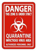Signe de zone de virus infectieux de quarantaine de danger isoler sur fond blanc, illustration vectorielle eps.10 vecteur