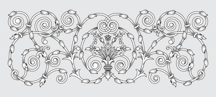 ancien baroque Cadre frontière monogramme floral ornement vecteur