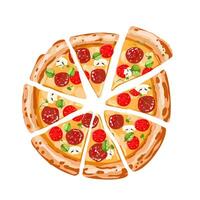 tranché italien pepperoni pizza, vecteur illustration.