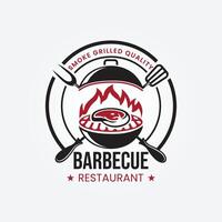 fumé barbecue et gril logo vecteur illustration conception