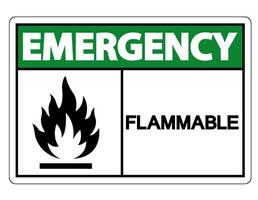 signe de symbole inflammable d'urgence sur fond blanc vecteur