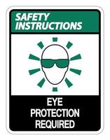 consignes de sécurité protection des yeux requise panneau mural sur fond blanc vecteur
