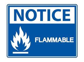 signe de symbole inflammable inflammable sur fond blanc vecteur