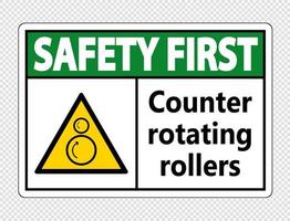 Premier signe de rouleaux de contre-rotation de sécurité sur fond transparent vecteur