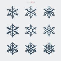 jeu d'icônes de flocon de neige. signe de flocon de neige et symbole pour le modèle de Noël. étoile abstraite. vecteur. vecteur