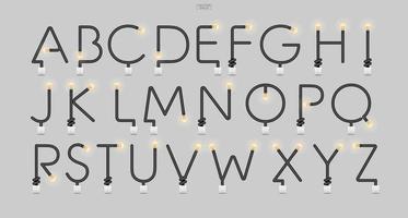 alphabet et chiffres du loft. signe abstrait de l'alphabet et symbole de l'ampoule et de l'interrupteur sur fond gris. vecteur. vecteur