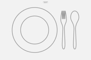 icône de cuillère, plat et fourchette. ensemble de signe et symbole d'ustensiles de cuisine. vecteur. vecteur