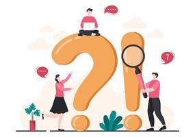 FAQ ou questions fréquemment posées pour le site Web, le service d'assistance des blogueurs, l'assistance aux clients, des informations utiles, des guides. illustration vectorielle de fond vecteur