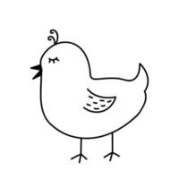 poulet de dessin animé mignon isolé sur fond blanc. illustration vectorielle dessinée à la main dans le style doodle. Convient pour les dessins de Pâques, les cartes, les décorations. vecteur