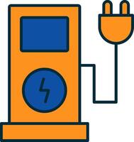 électrique charge ligne rempli deux couleurs icône vecteur