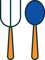 fourchette cuillère ligne rempli deux couleurs icône vecteur