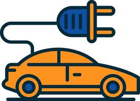 électrique voiture ligne rempli deux couleurs icône vecteur