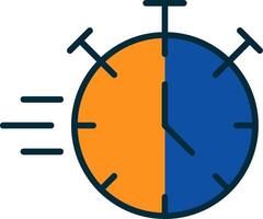 chronomètre ligne rempli deux couleurs icône vecteur