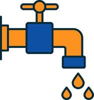 l'eau robinet ligne rempli deux couleurs icône vecteur