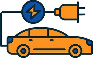 électrique voiture ligne rempli deux couleurs icône vecteur