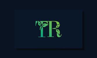 logo tr initial de style feuille minimal vecteur