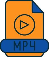 mp4 ligne rempli deux couleurs icône vecteur