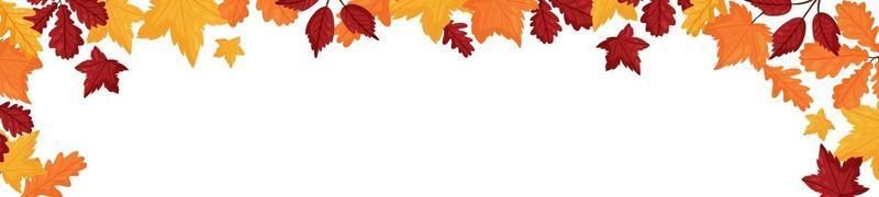 bannière avec des feuilles d'automne colorées. style de dessin animé de vecteur