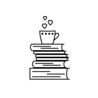 icône de livre d'amour. vecteur noir et blanc isolé, signe linéaire.