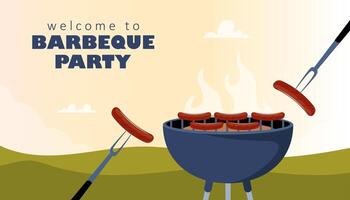 barbecue fête invitation carte ou affiche modèle avec gril nourriture prospectus. vecteur illustration.