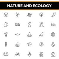 la nature et écologie Icônes, la nature et écologie ligne Icônes vecteur