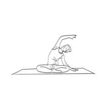 femme, faire, yoga, sur, tapis, illustration, vecteur, isolé, blanc, fond, dessin au trait vecteur