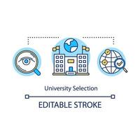 icône de concept de sélection universitaire. choix de l'académie. l'enseignement supérieur à l'étranger. ambassade étrangère. éducation recherche idée fine ligne illustration. dessin de contour isolé de vecteur. trait modifiable vecteur