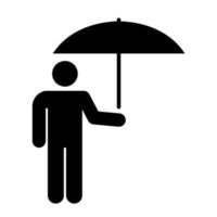 homme, à, parapluie, icône, gens, dans, mouvement, actif, mode de vie, signe vecteur