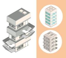 définir des bâtiments isométriques vecteur