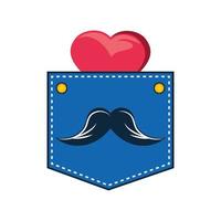 coeur de poche moustache vecteur