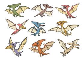 dinosaure ptérodactyle dessin animé griffonnage style illustration vecteur