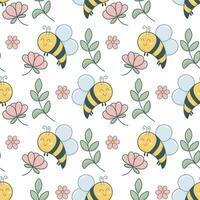 floral été sans couture modèle avec les abeilles vecteur