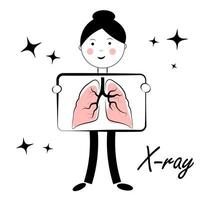 poumon radiographie. médical examen. griffonnage vecteur