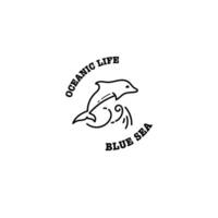 illustration vecteur graphique dauphin monoline dessin à main levée logo