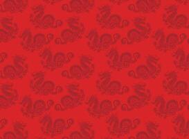 rouge dragon, vecteur illustration, pour arrière-plans et tissus modèle, répéter, dragon année