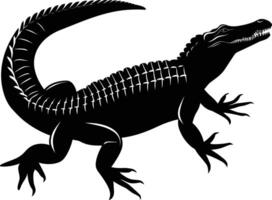 ai généré silhouette crocodile noir Couleur seulement vecteur