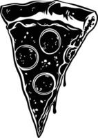 ai généré silhouette Pizza tranche noir Couleur seulement vecteur