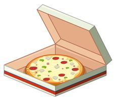 Plateau de pizza dans une boîte en papier vecteur