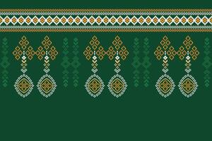 ethnique géométrique en tissu modèle traverser point.ikat broderie ethnique Oriental pixel modèle vert Contexte. abstrait, vecteur, illustration. texture, vêtements, cadre, décoration, motifs, soie fond d'écran. vecteur