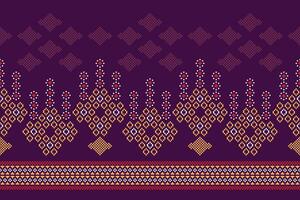 ethnique géométrique en tissu modèle traverser point.ikat broderie ethnique Oriental pixel modèle violet violet Contexte. abstrait, vecteur, illustration. texture, vêtements, décoration, motifs, soie fond d'écran. vecteur