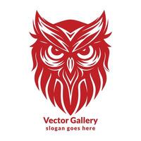 vecteur hibou logo concept rouge Couleur main tiré illustration