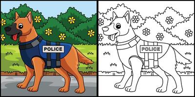 police chien coloration page coloré illustration vecteur