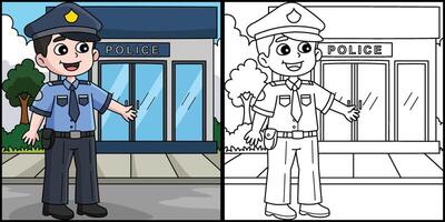 policier coloration page coloré illustration vecteur